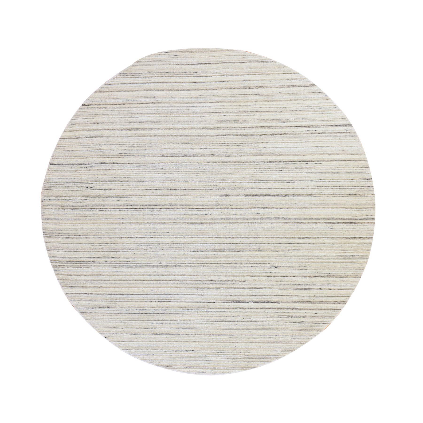 8'x8' Swan White, Modern Design, Tone on Tone, Hand Loomed, Textured Wool, Round, Oriental Rug 